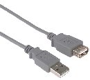 PremiumCord USB 2.0 kabel prodlužovací, A-A, 3m, šedá
