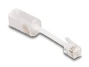 Delock Telefonní kabel ze zástrčky RJ10 na zásuvku RJ10, se spojovacím kabelem, 30 mm, průhledný / b