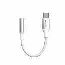 SWISSTEN AUDIO ADAPTÉR TEXTILE USB-C (samec) / 3,5mm AUX 0,15 M BÍLÝ (nahrazuje 73501302)