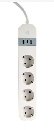 GEMBIRD chytrá prodlužovačka s USB nabíječkou, 4 zásuvky, bílá