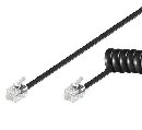 PremiumCord Kabel telefonní sluchátkový kroucený 4 žíly 7m - černý
